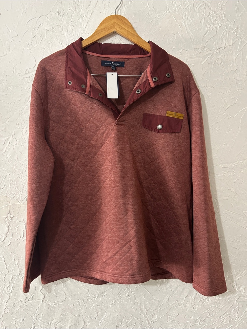 Simply Southern Men's Quilted Zip Pullover in Rust